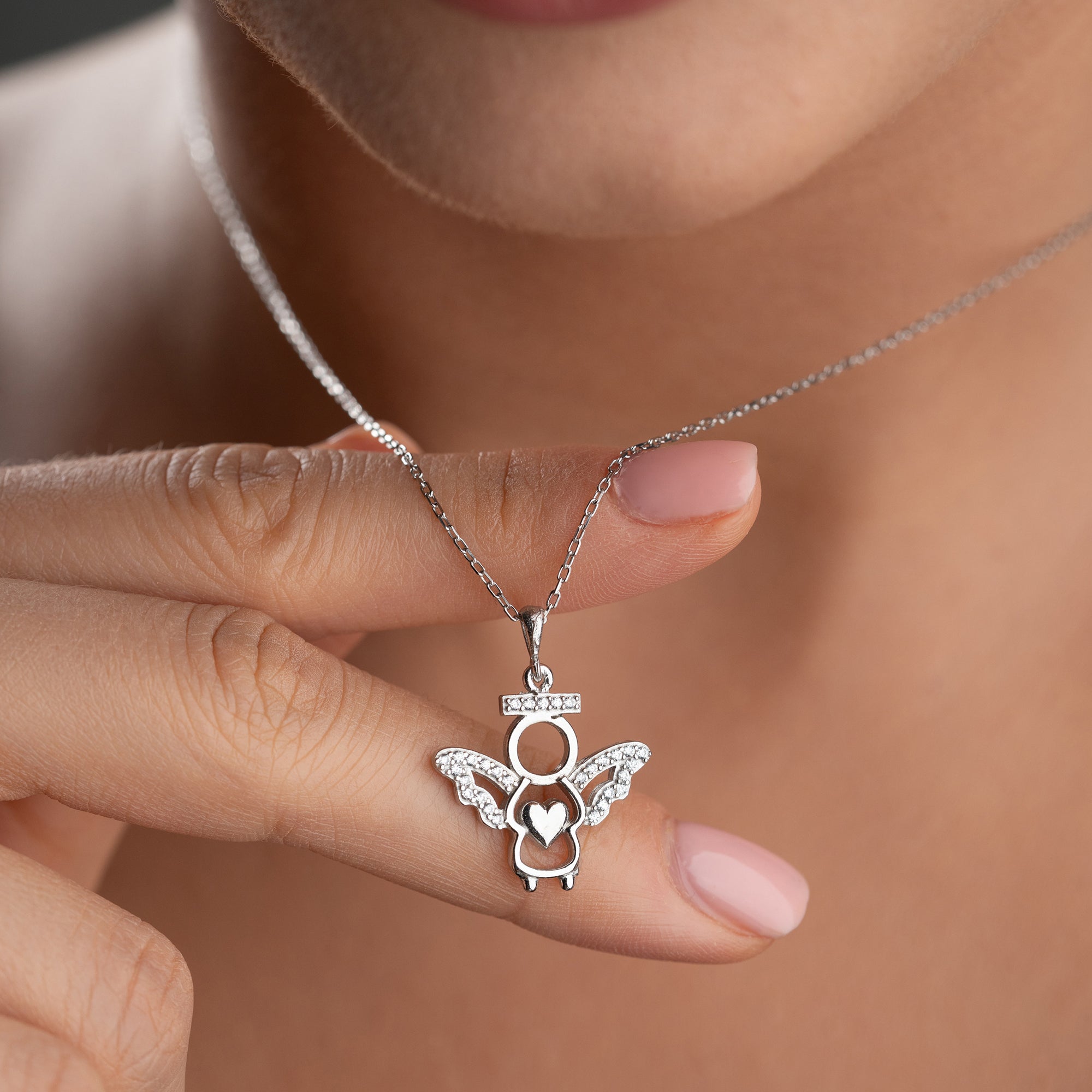 ÄNGEL MED HJÄRTA HALSBAND | 925 SILVER