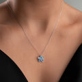 BLOMHALSBAND MED BLÅ ZIRKON | 925 SILVER