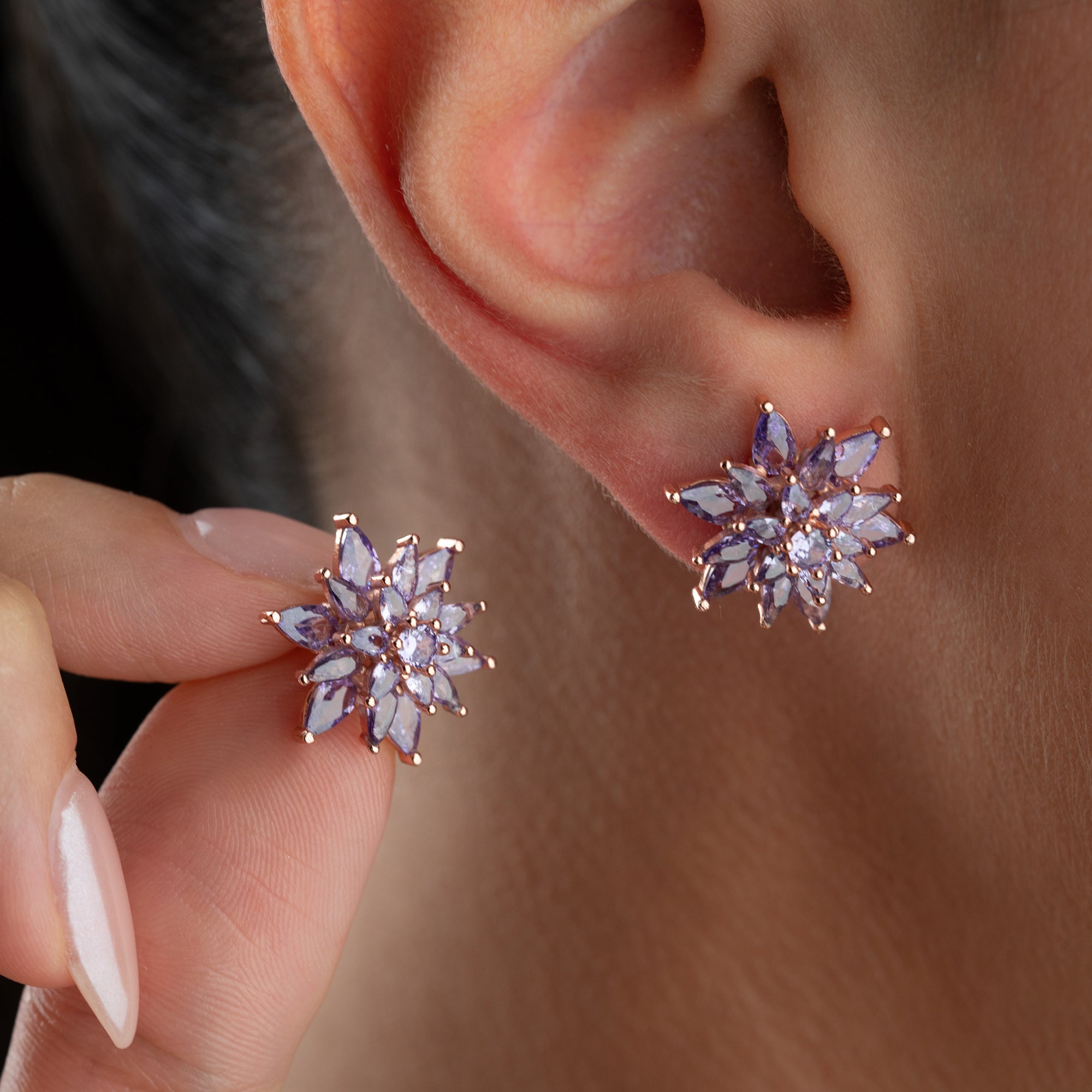 LOTUS LILA ÖGA-HÄNGE | 925 SILVER