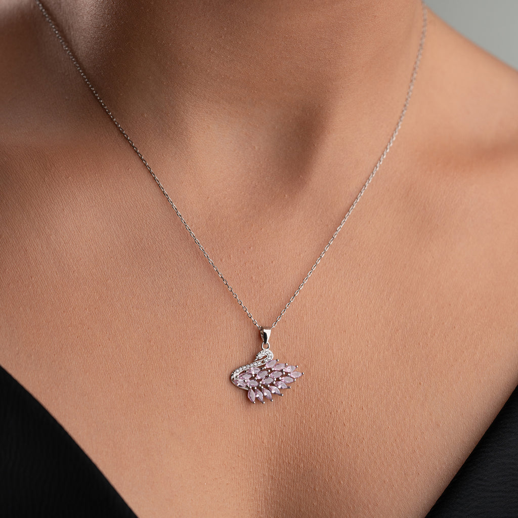SVANHALSBAND MED ROSA ZIRKON | 925 SILVER