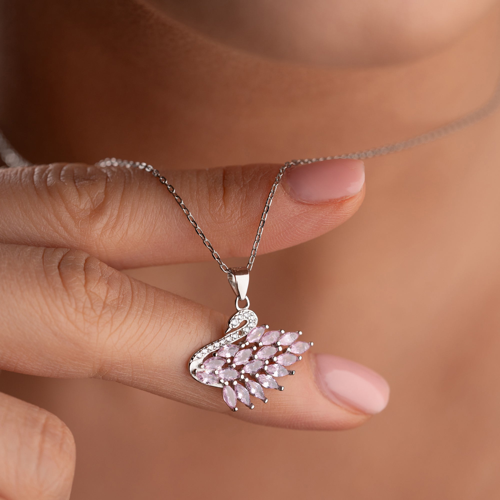 SVANHALSBAND MED ROSA ZIRKON | 925 SILVER