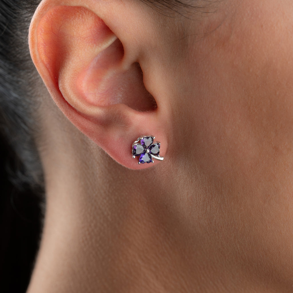 KLÖVER LILA ÖGONHÄNGNING | 925 SILVER