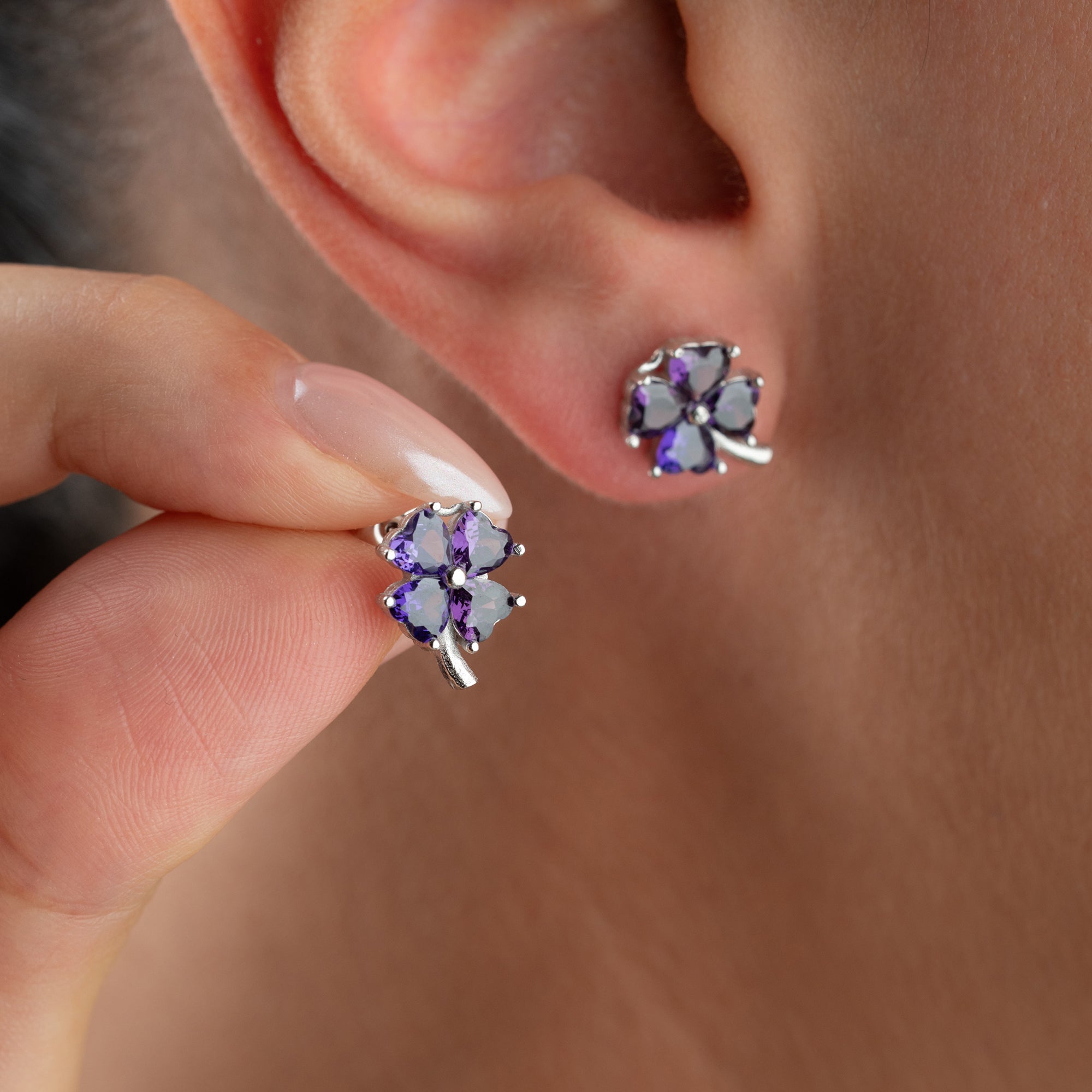 KLÖVER LILA ÖGONHÄNGNING | 925 SILVER