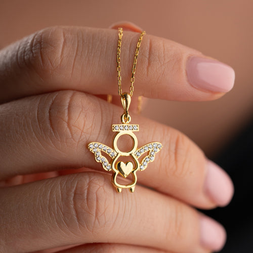 ÄNGEL MED HJÄRTA HALSBAND | 925 SILVER