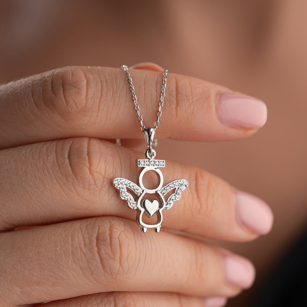 ÄNGEL MED HJÄRTA HALSBAND | 925 SILVER