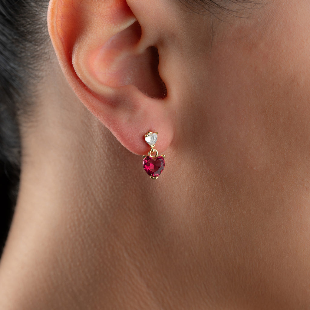 MINI RÖDA HJÄRTA ÖRHÄNGEN | 925 SILVER