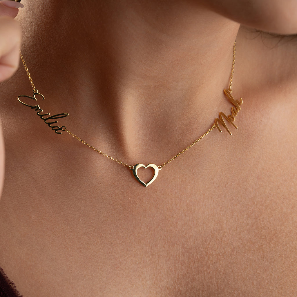 2'HAN NAMN KEDJA MED HJÄRTA | 925 SILVER