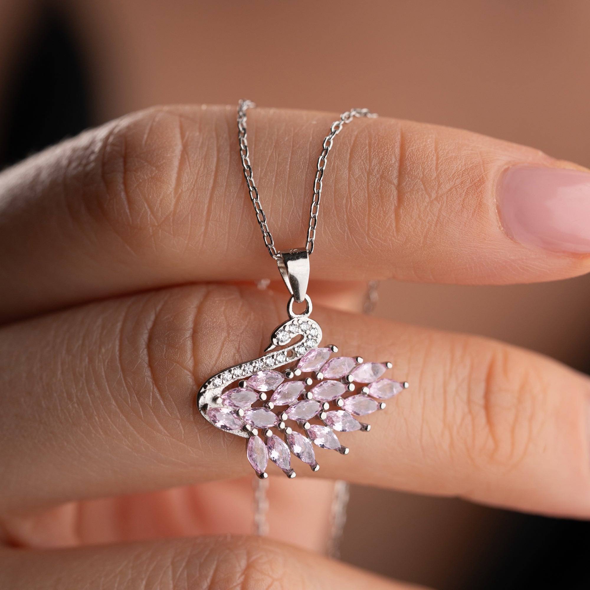 SVANHALSBAND MED ROSA ZIRKON | 925 SILVER