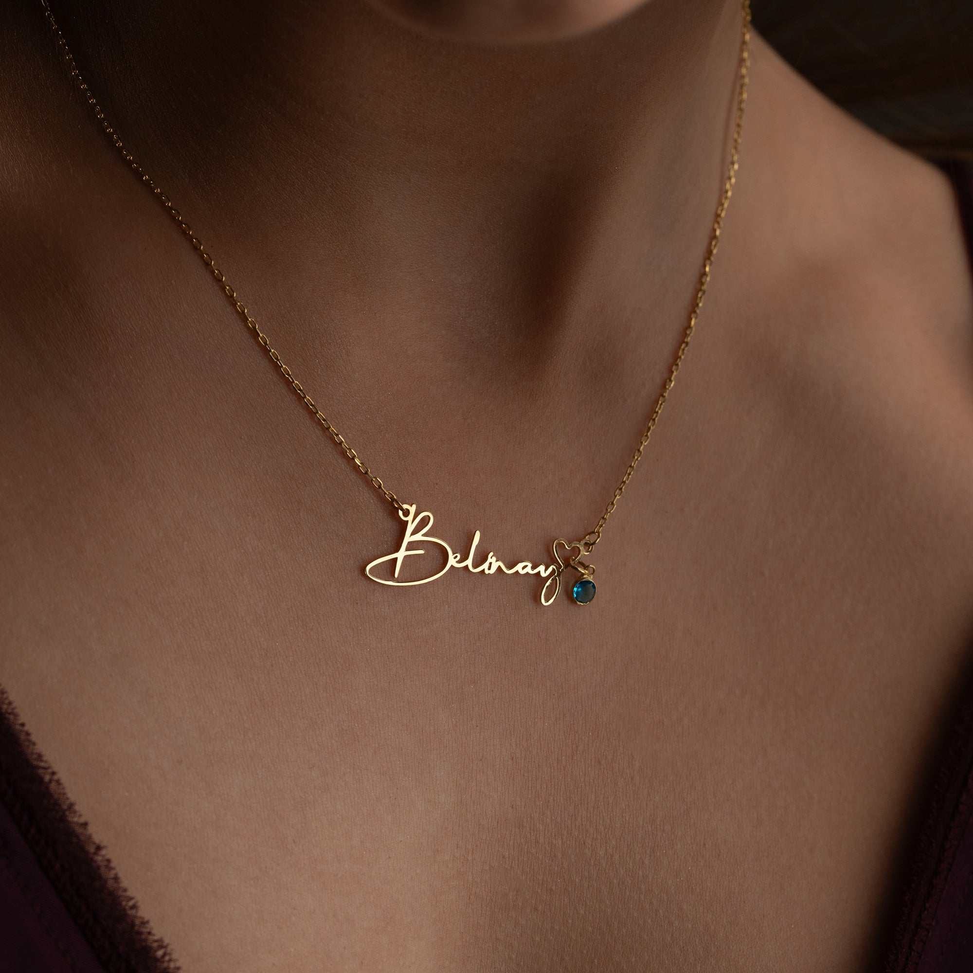 NAMN KRAGE MED HJÄRTA OCH FÖDELSESTEN| 925 SILVER