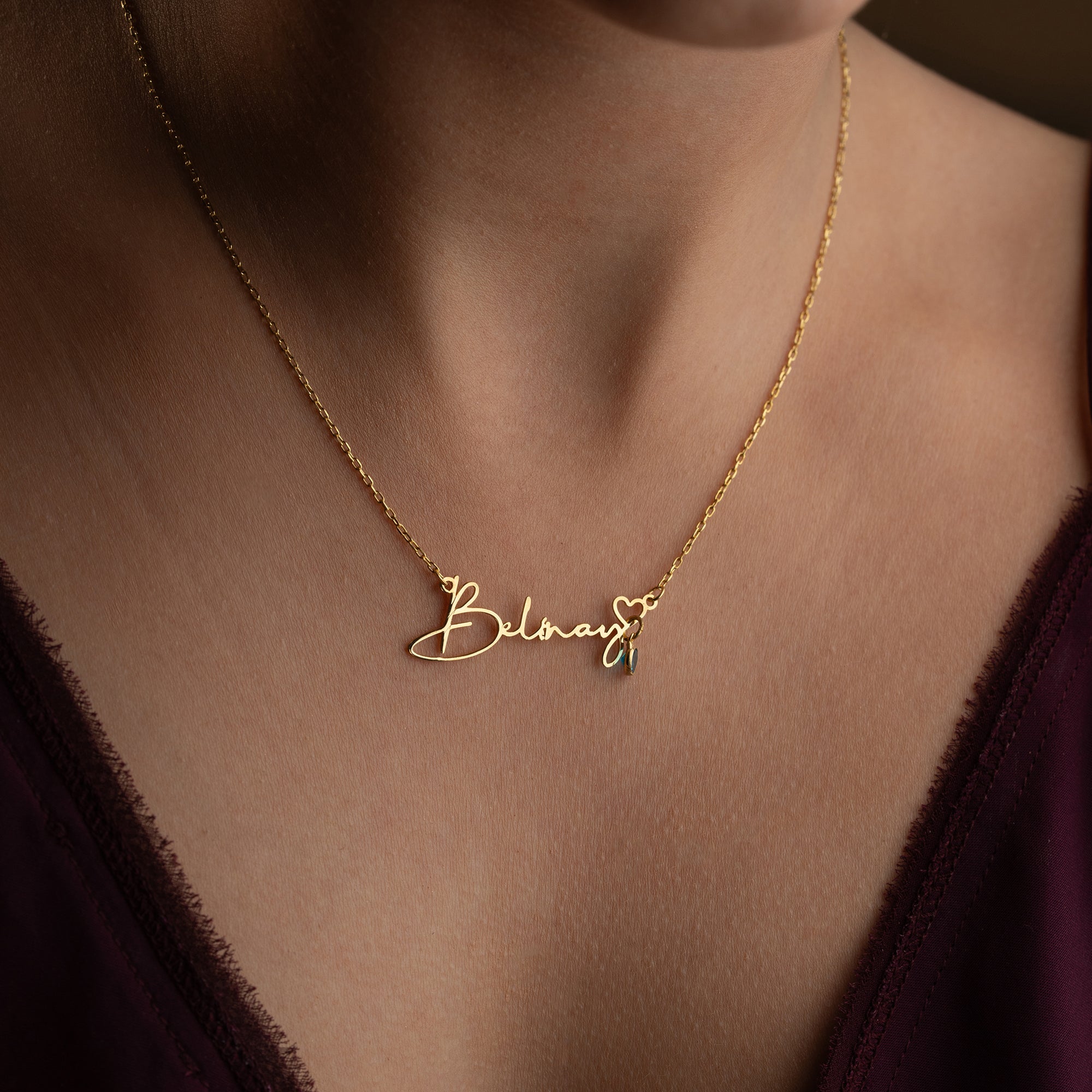 NAMN KRAGE MED HJÄRTA OCH FÖDELSESTEN| 925 SILVER