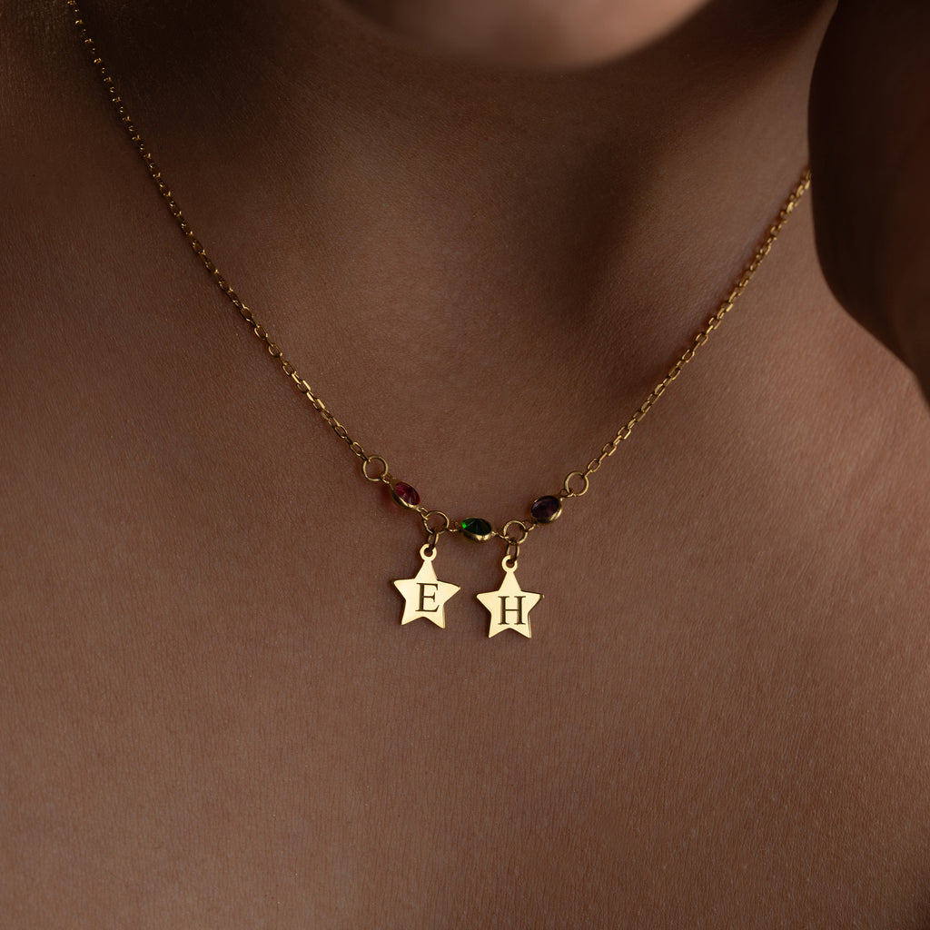 DUO STAR FÖDELSESTEN KRAGE | 925 SILVER