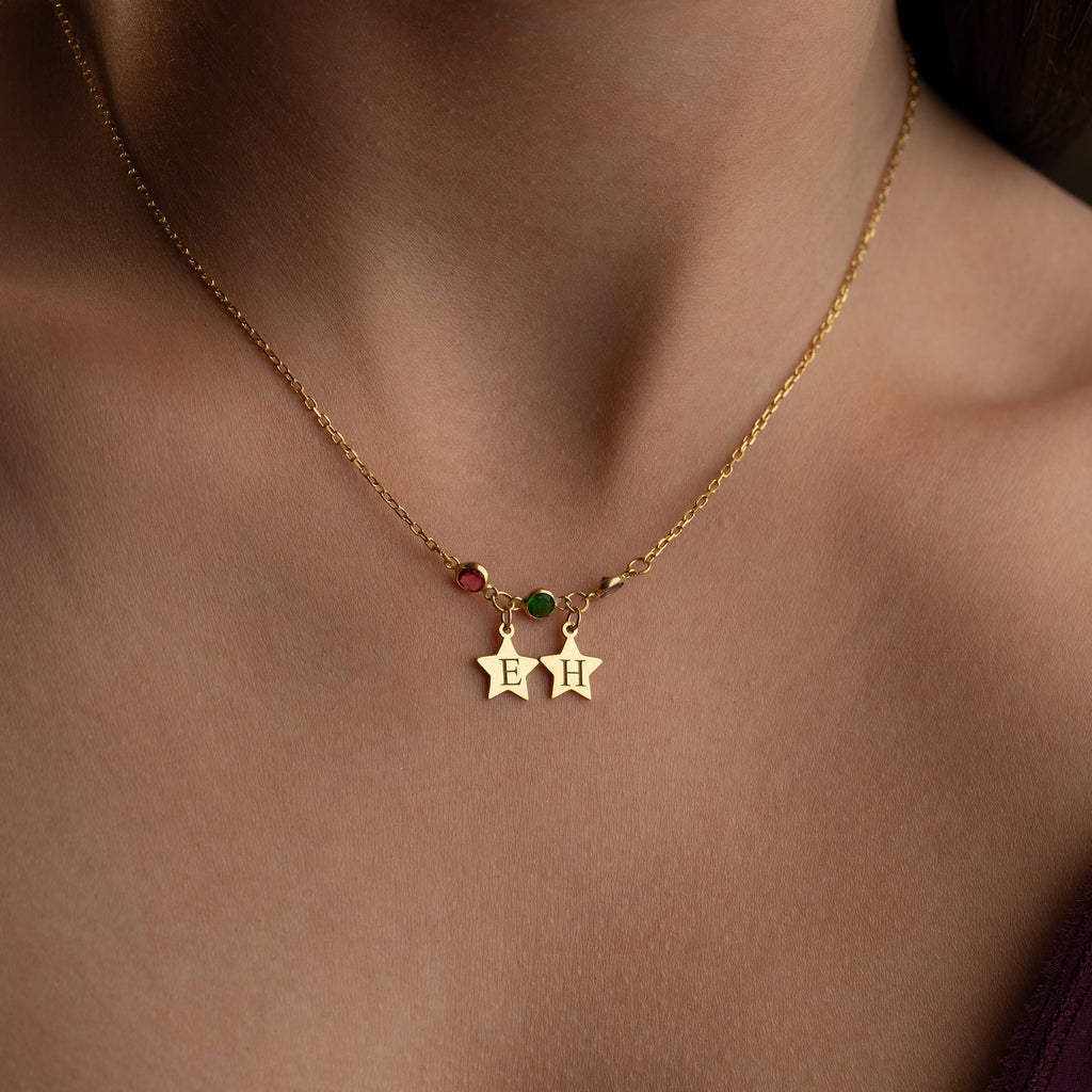 DUO STAR FÖDELSESTEN KRAGE | 925 SILVER