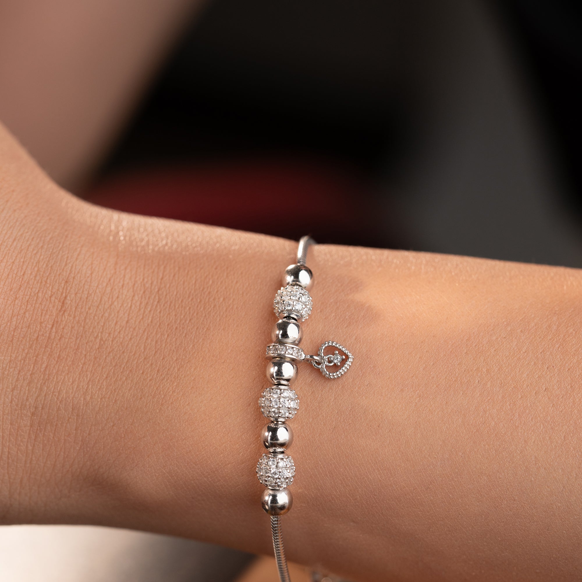 KULARMBAND MED HJÄRTA | 925 SILVER