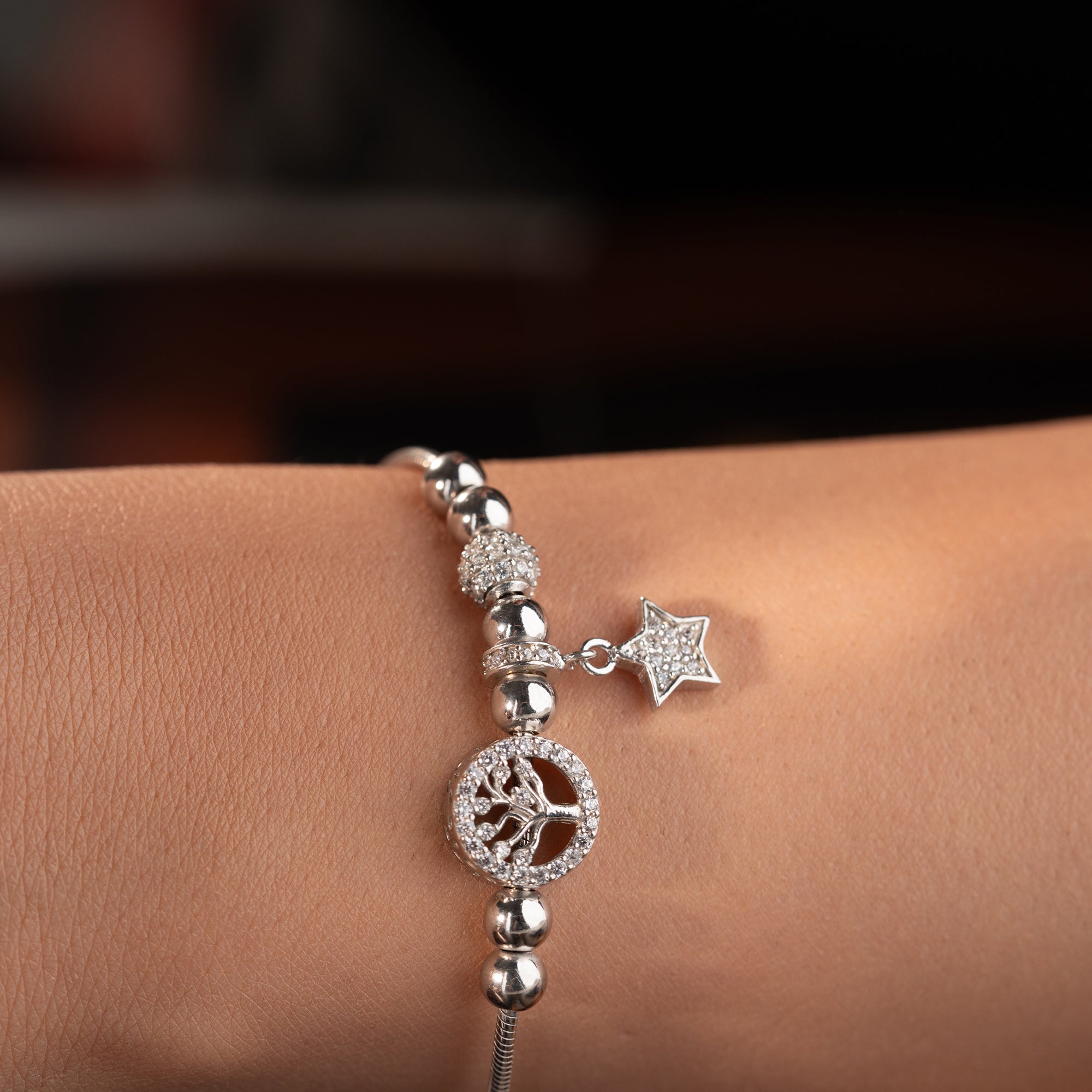 KULARMBAND MED STJÄRNA | 925 SILVER