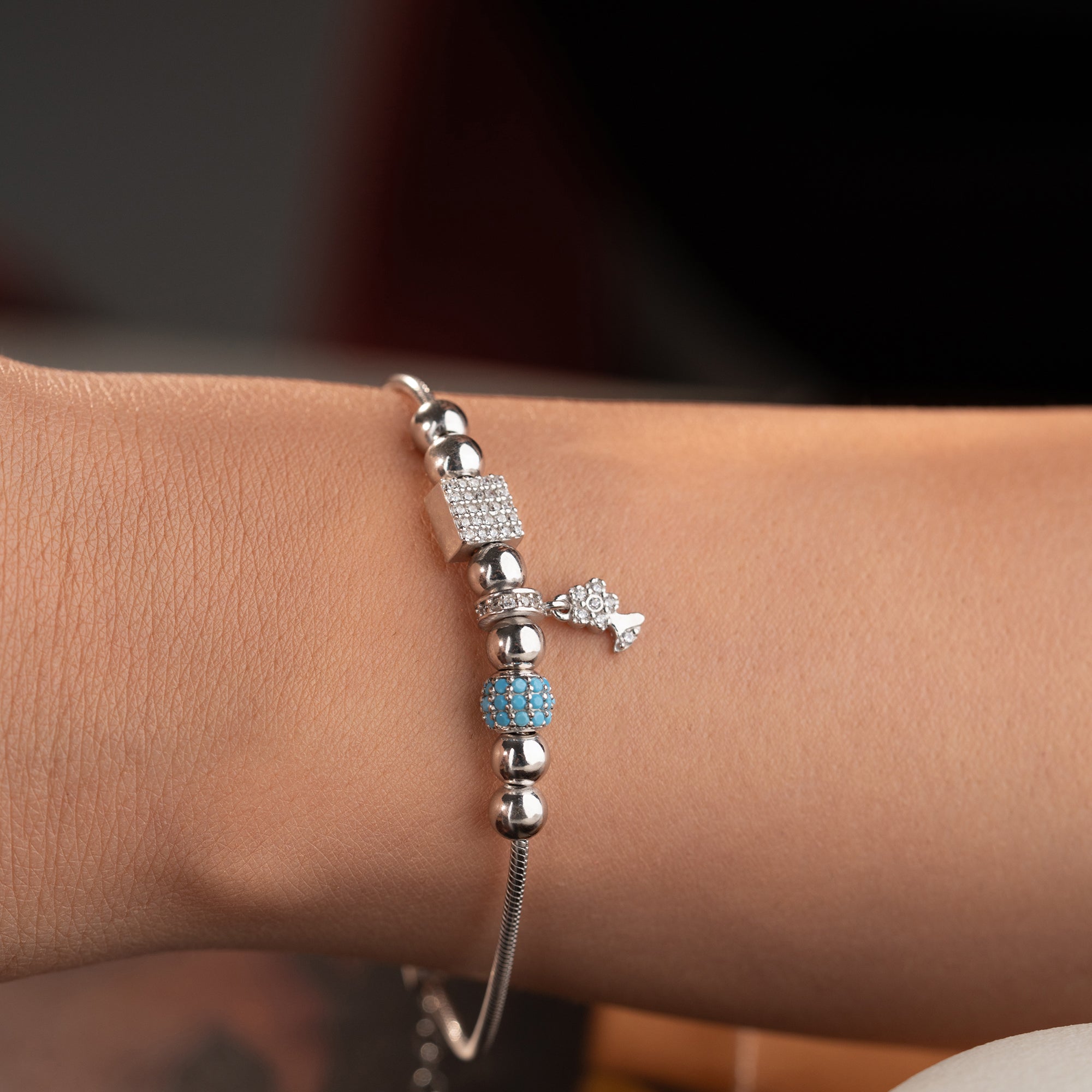 CHARMARMBAND MED ZIRKON | 925 SILVER