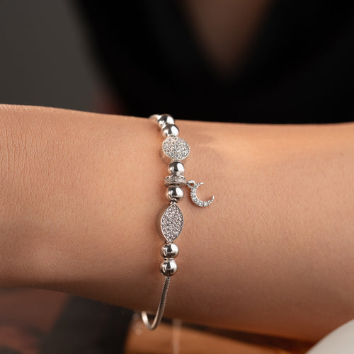 CHARMARMBAND MED HALVMÅNE | 925 SILVER