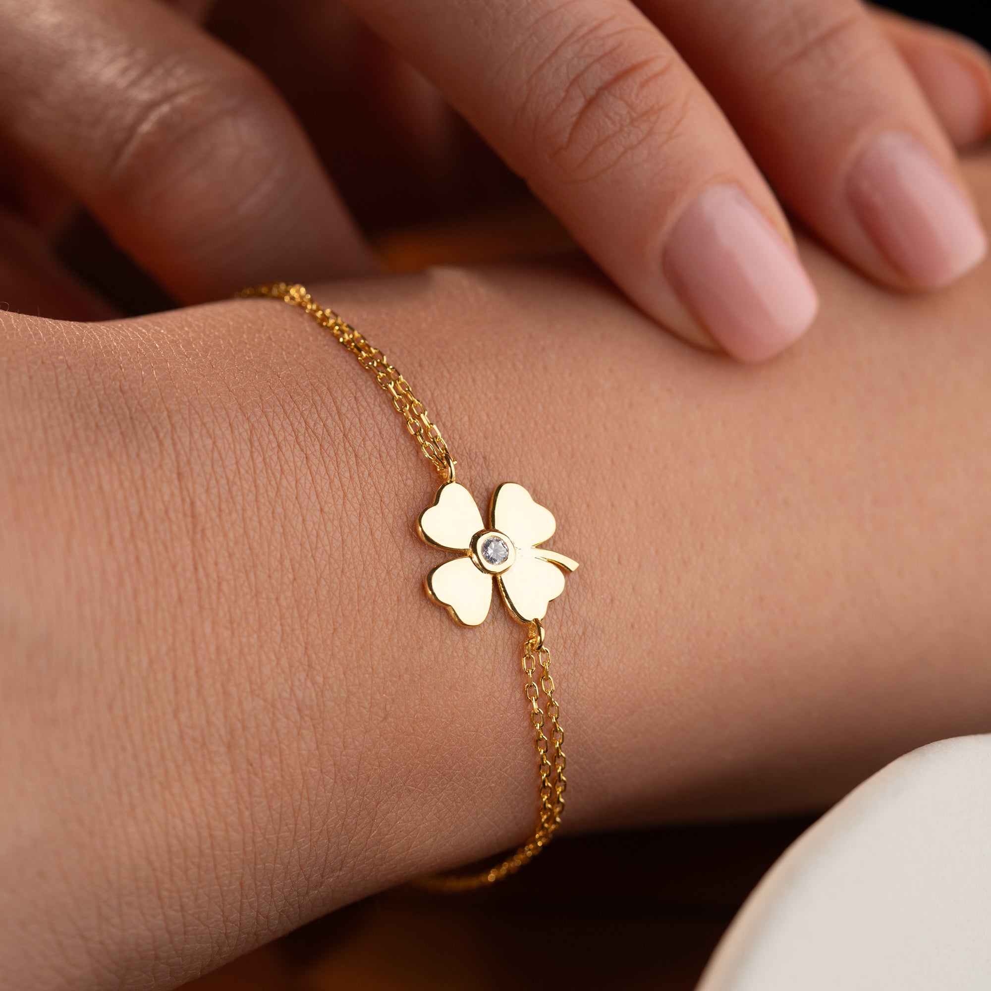 KLÖVERARMBAND MED ZIRKONER | 925 SILVER