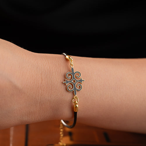 ARMBAND MED SVART SNODD OCH EMALJ | 925 SILVER