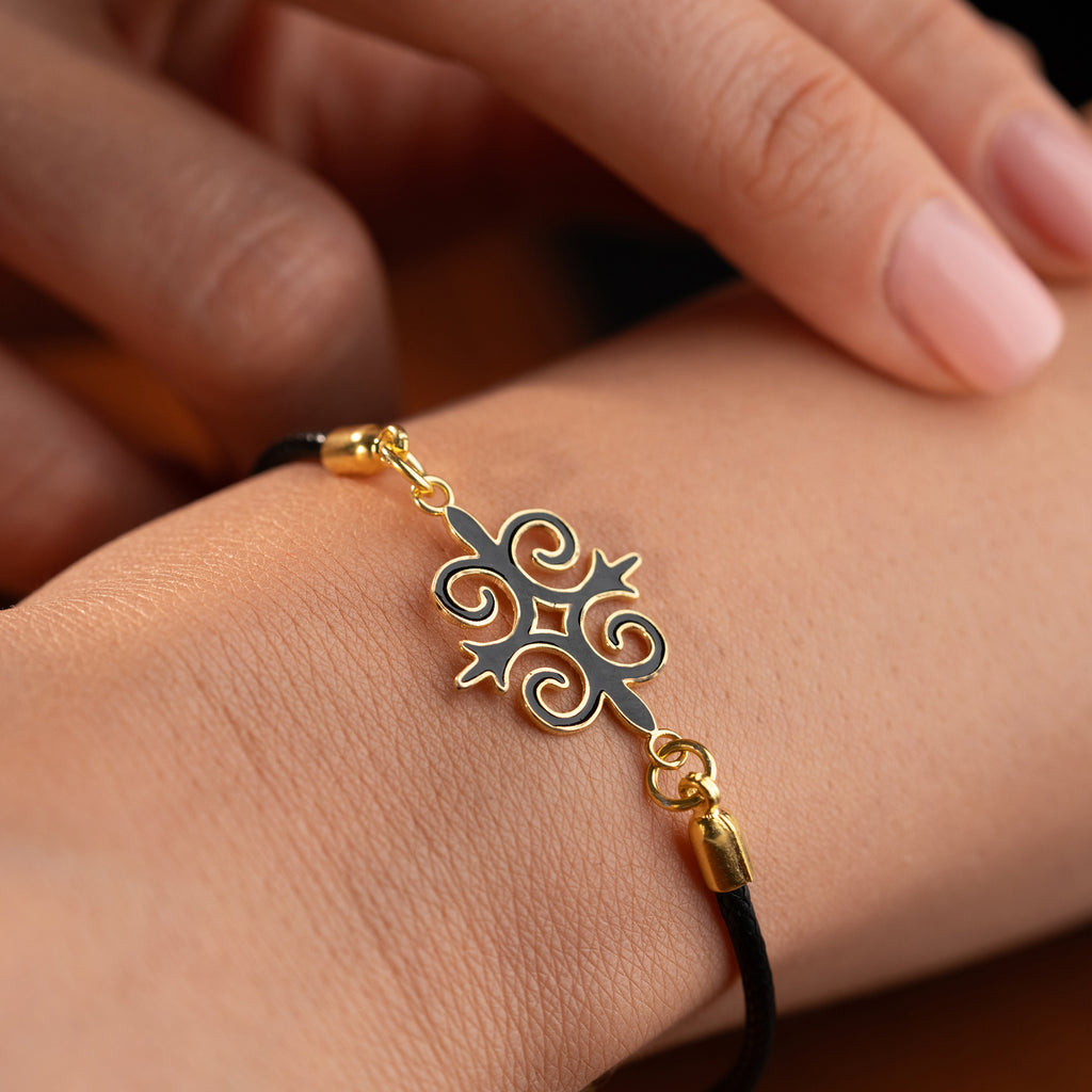 ARMBAND MED SVART SNODD OCH EMALJ | 925 SILVER