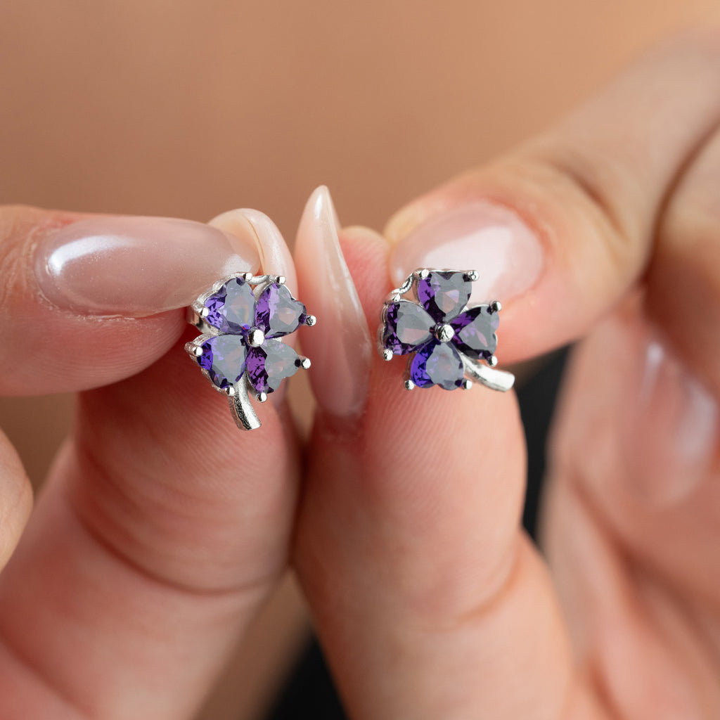 KLÖVER LILA ÖGONHÄNGNING | 925 SILVER