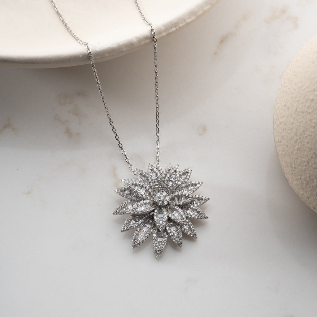 ZIRKONIA LOTUS HALSHALSBAND | 925 SILVER