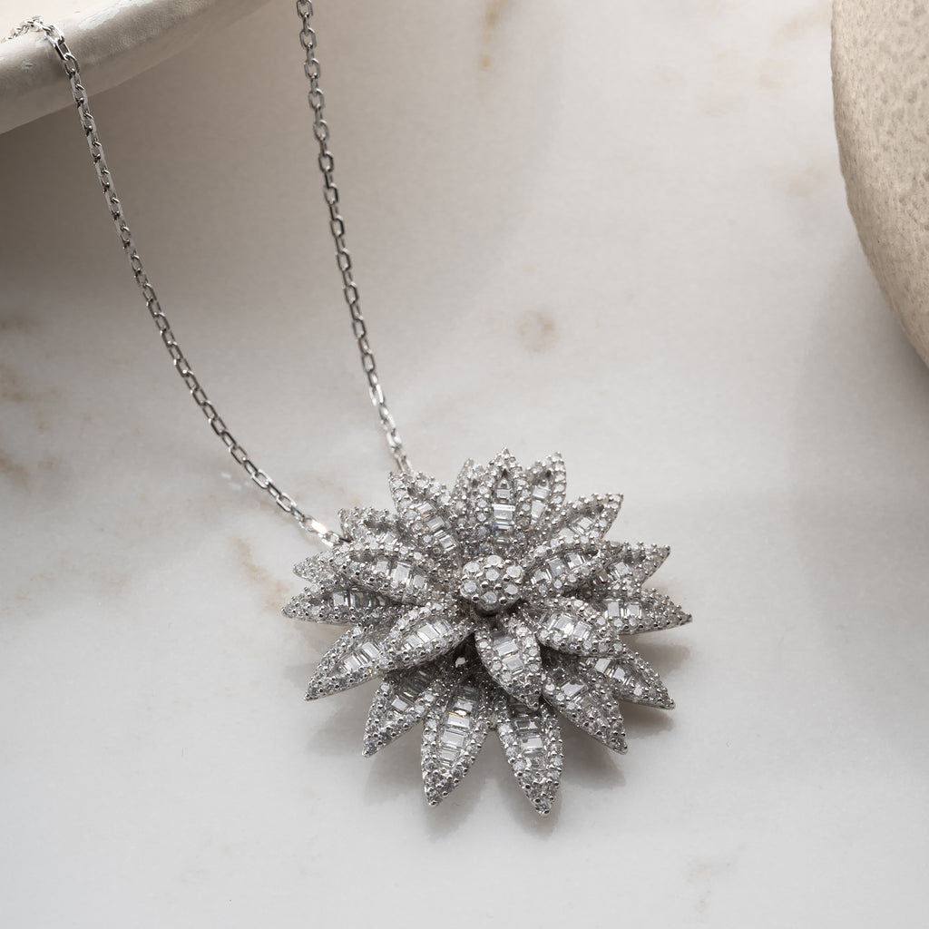 ZIRKONIA LOTUS HALSHALSBAND | 925 SILVER