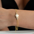 ARMBAND MED BLOMMA STEN | 925 SILVER