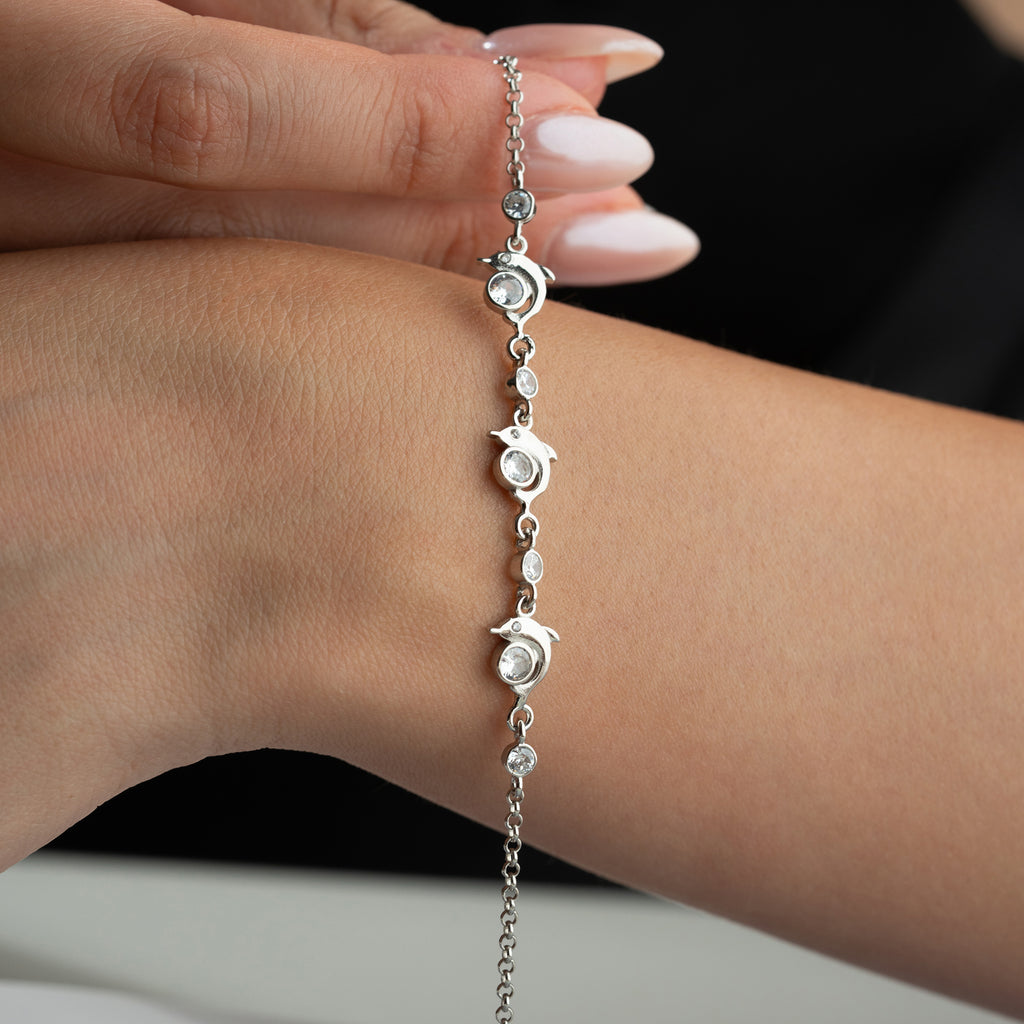ARMBAND MED DELFIN STEN | 925 SILVER
