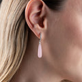 DROPPFORMADE ROSA STENÖRHÄNGEN | 925 SILVER