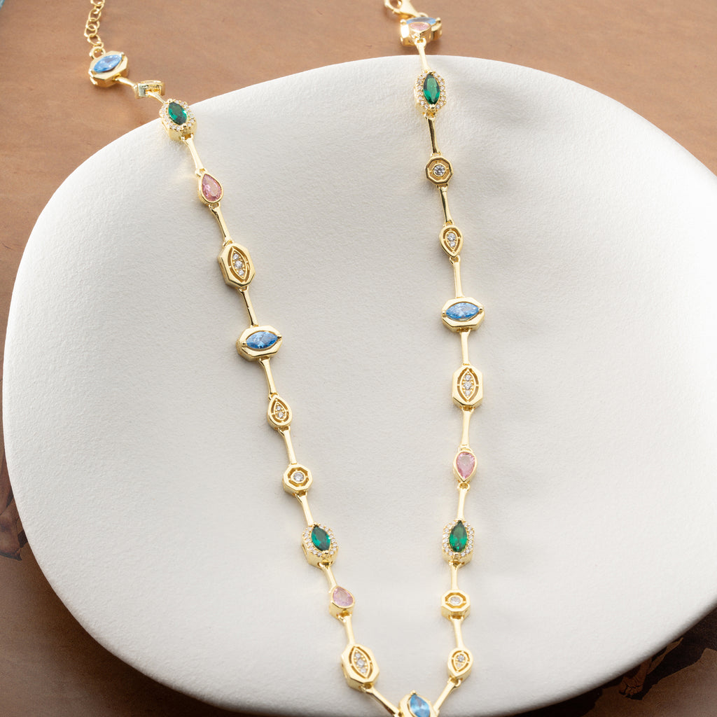 FÄRGRIKT BIJOU KRAGE | 925 SILVER