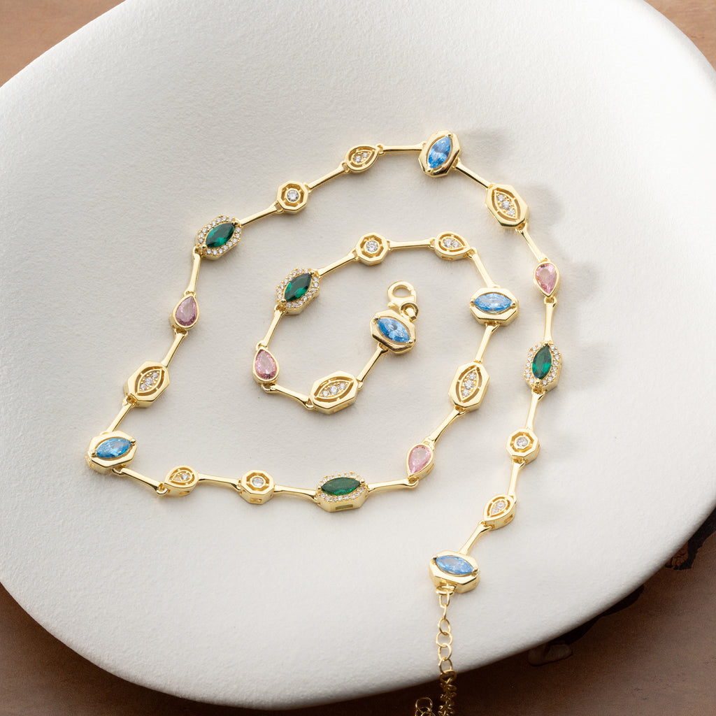 FÄRGRIKT BIJOU KRAGE | 925 SILVER