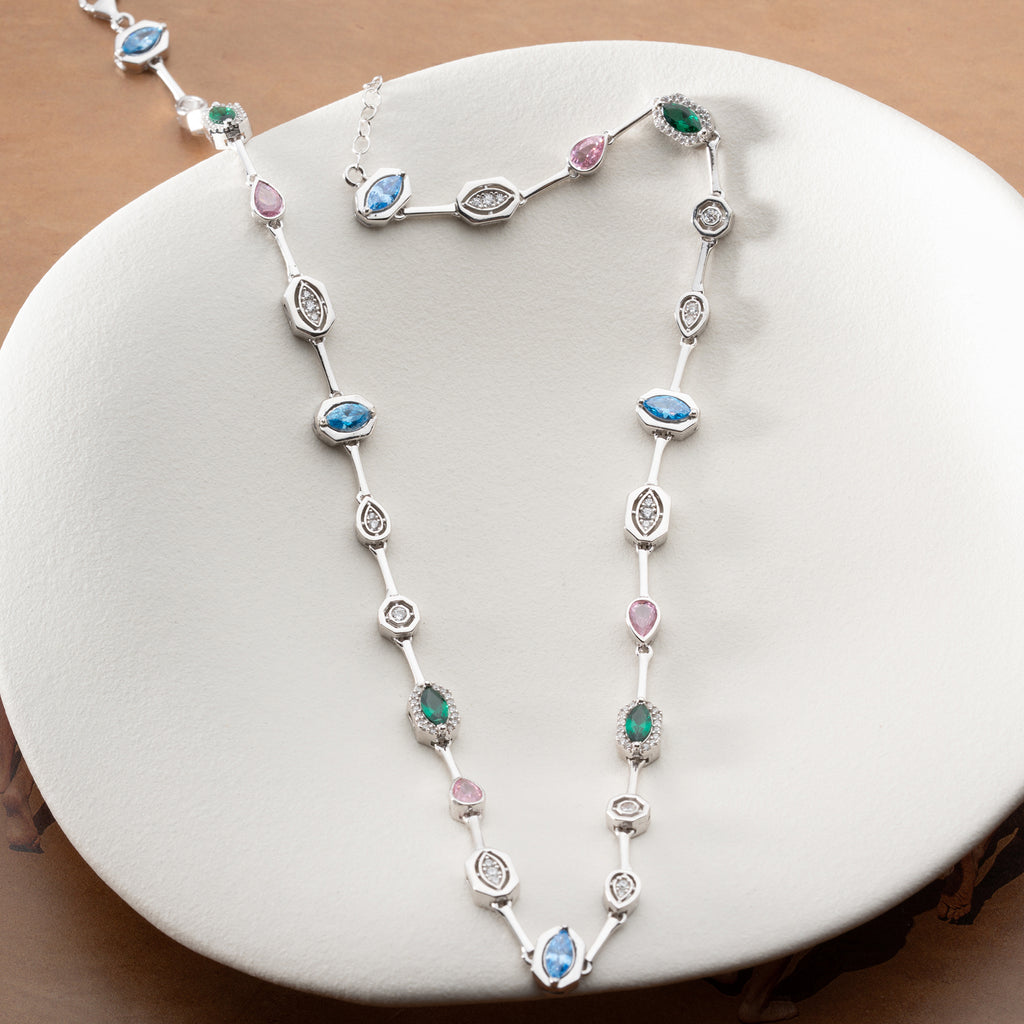 FÄRGRIKT BIJOU KRAGE | 925 SILVER