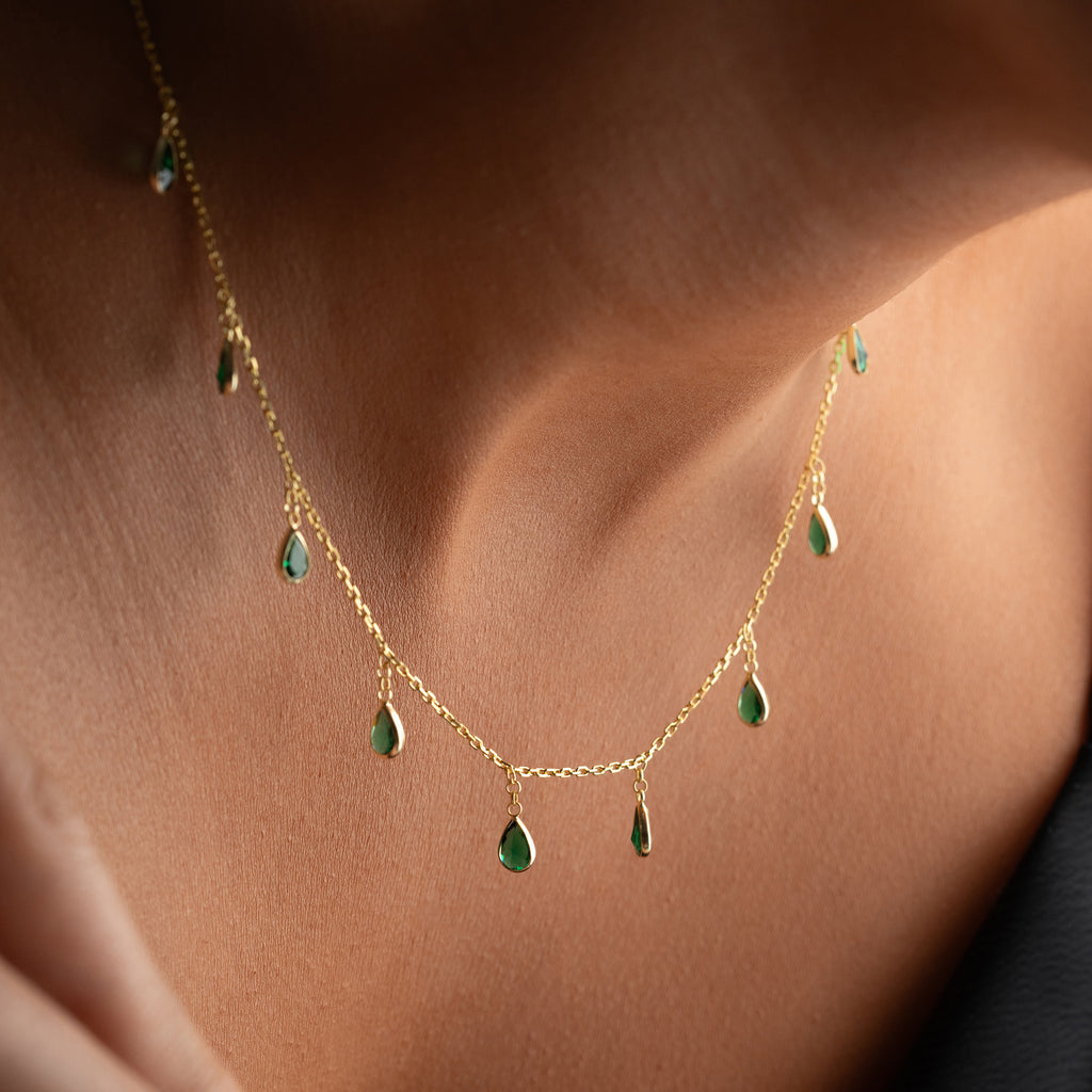 EMERALD DROP HALSBAND | 925 SILVER