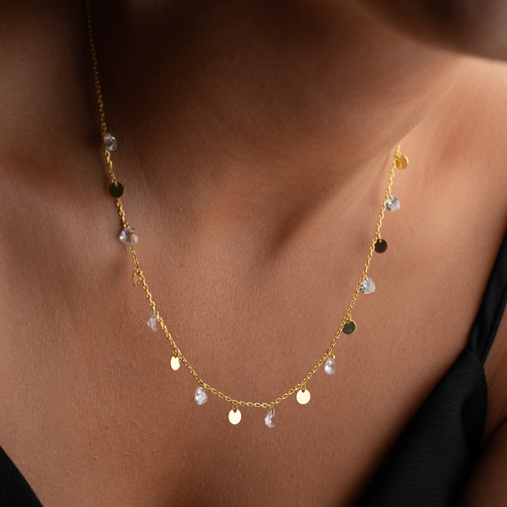 PLATTA OCH DROPPE HALSBAND | 925 SILVER