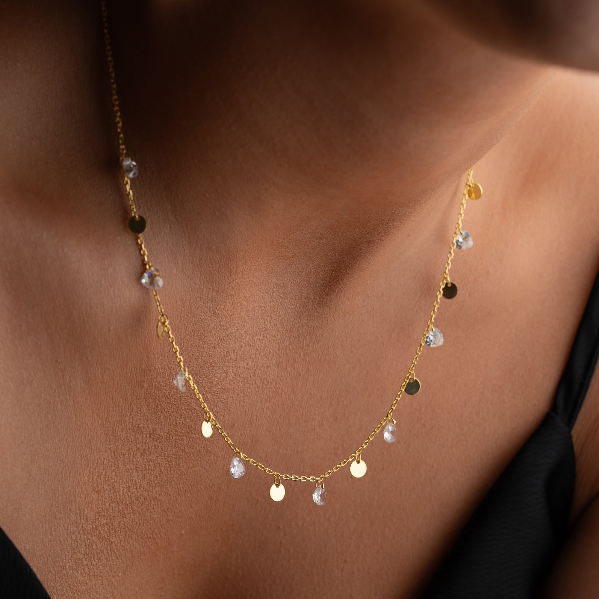 PLATTA OCH DROPPE HALSBAND | 925 SILVER