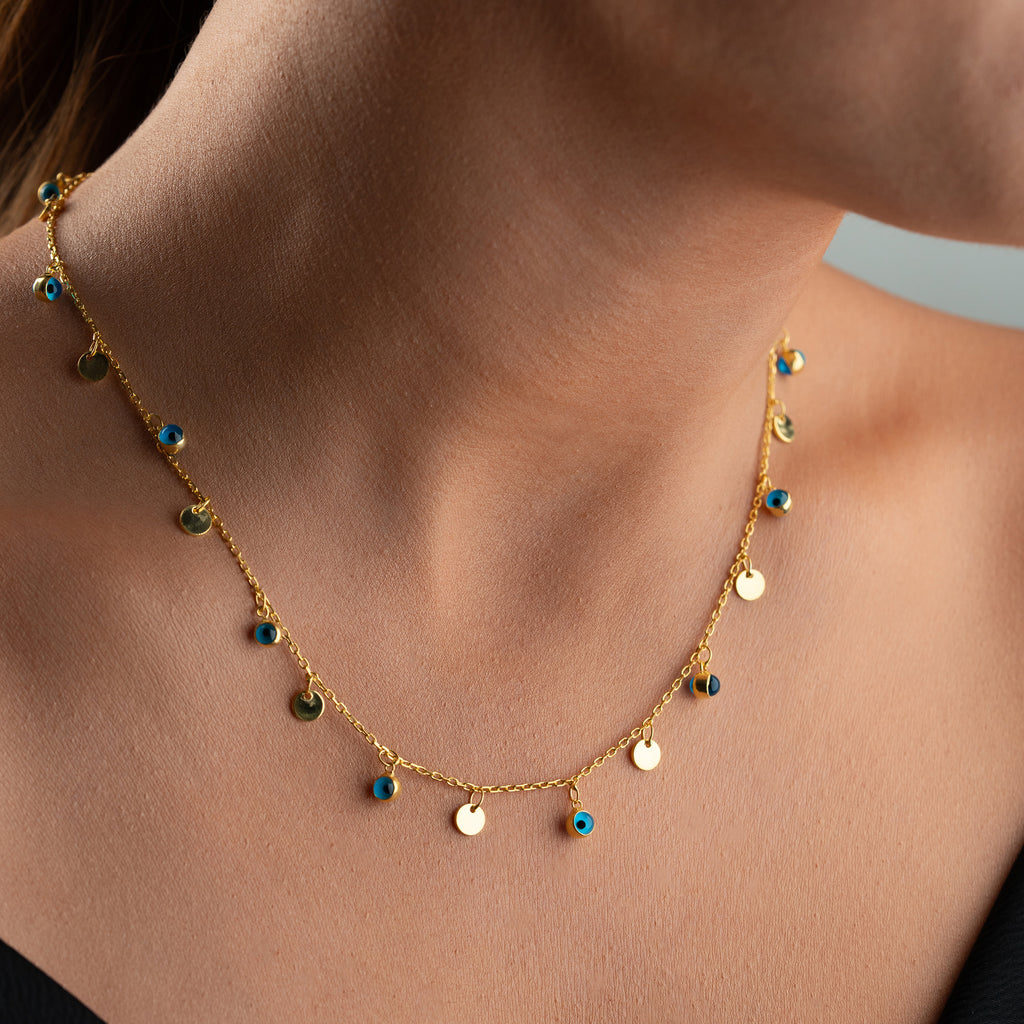 HALSBAND MED NAZAR OCH PLATTA | 925 SILVER