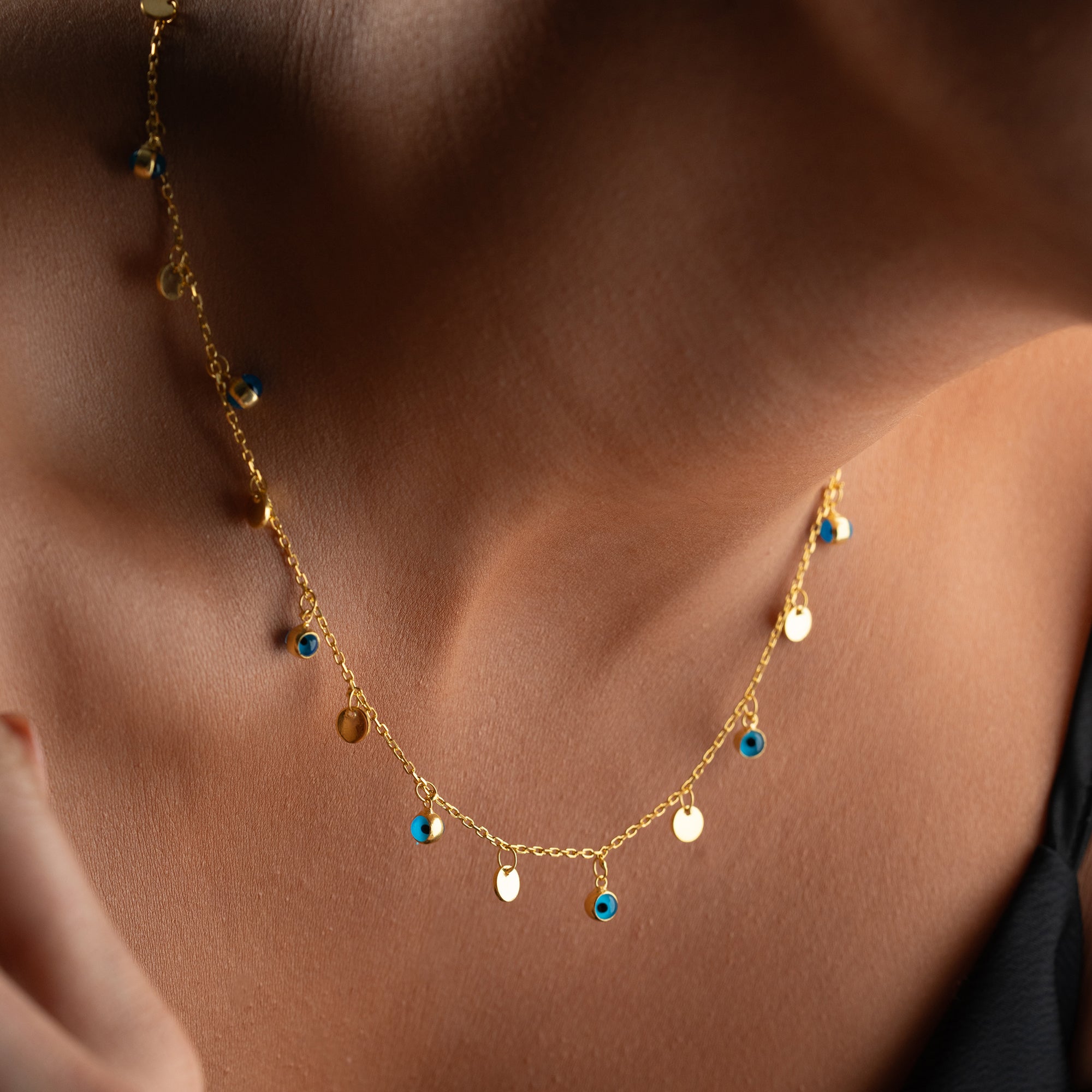 HALSBAND MED NAZAR OCH PLATTA | 925 SILVER