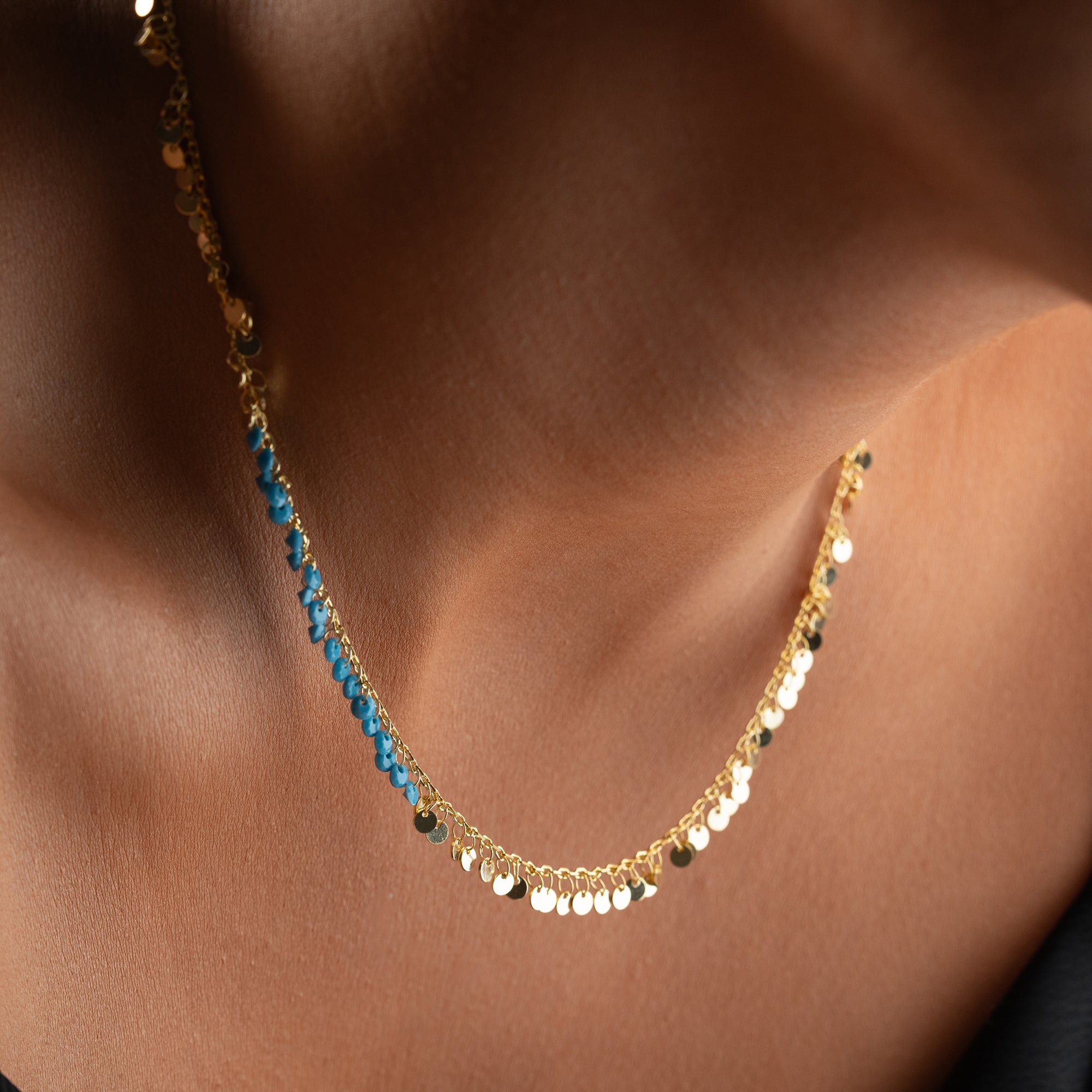 HALSBAND MED TURKOSPÄRLA OCH PLATTA | 925 SILVER