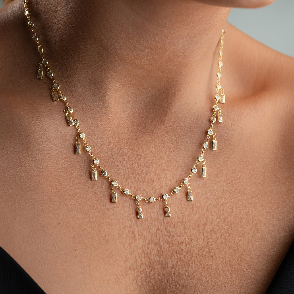 HALSBAND MED BAGUETTZIRKONER | 925 SILVER