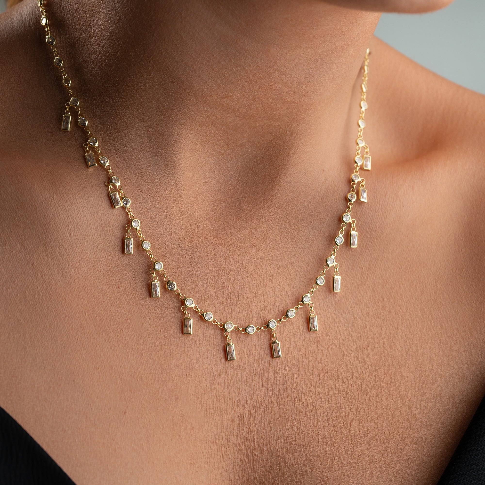 HALSBAND MED BAGUETTZIRKONER | 925 SILVER