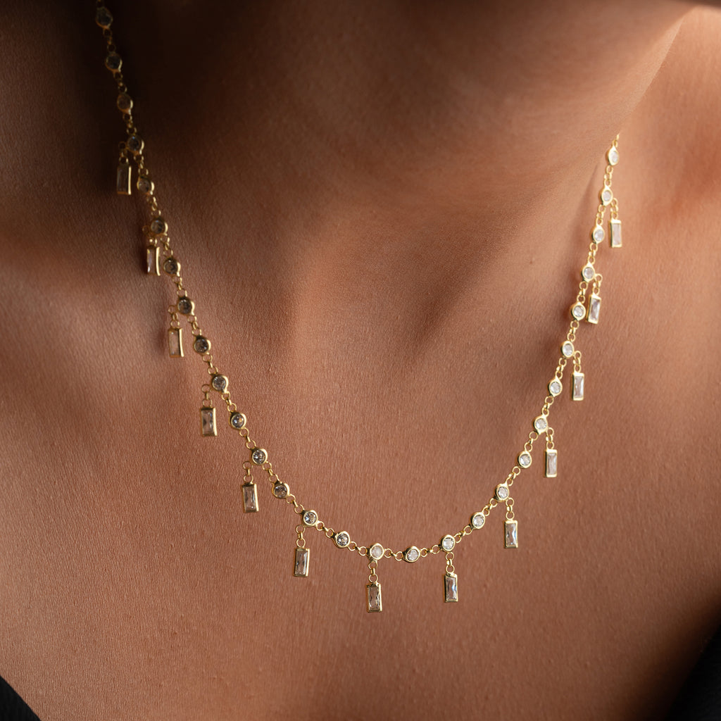 HALSBAND MED BAGUETTZIRKONER | 925 SILVER