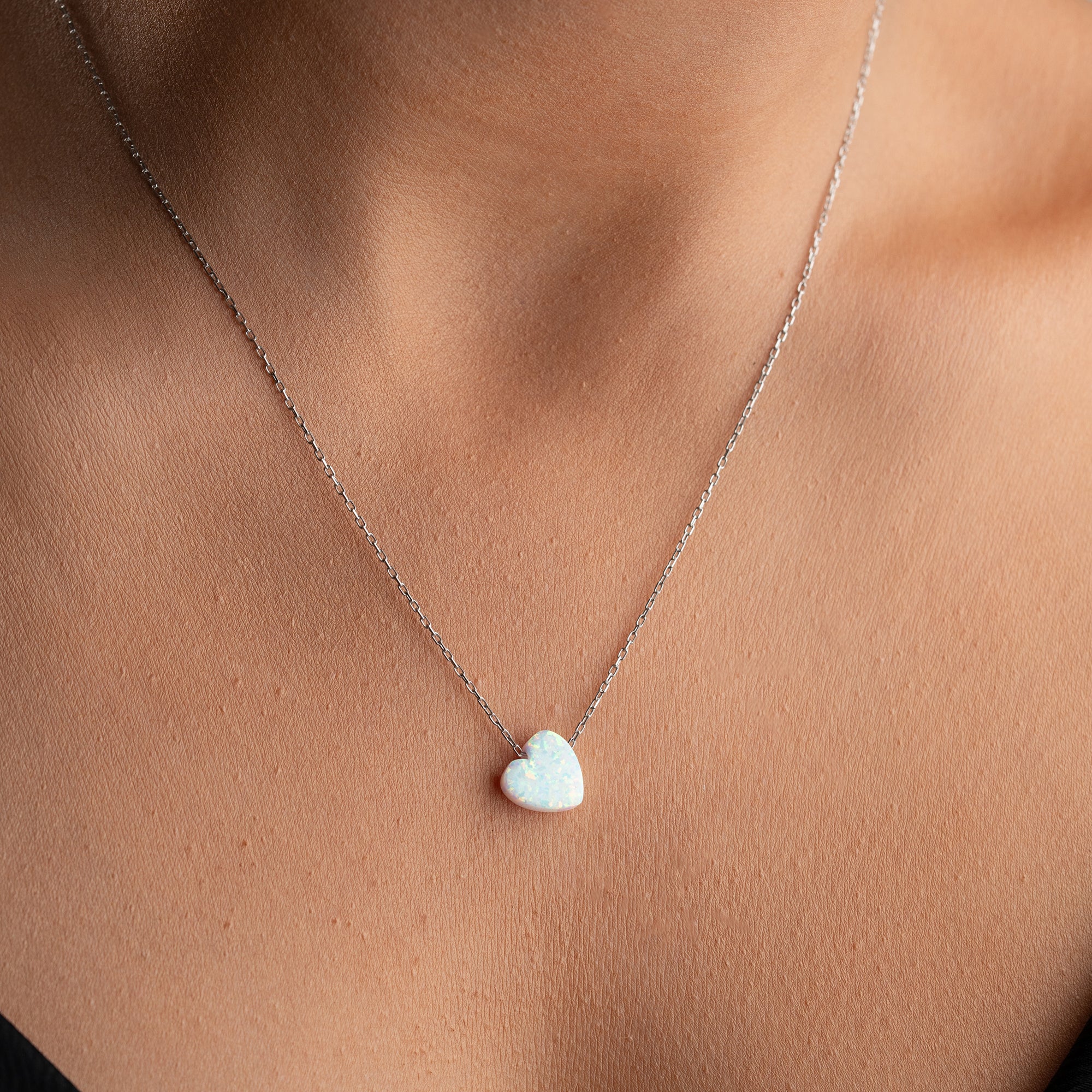 HALSBAND MED OPALHJÄRTA | 925 SILVER