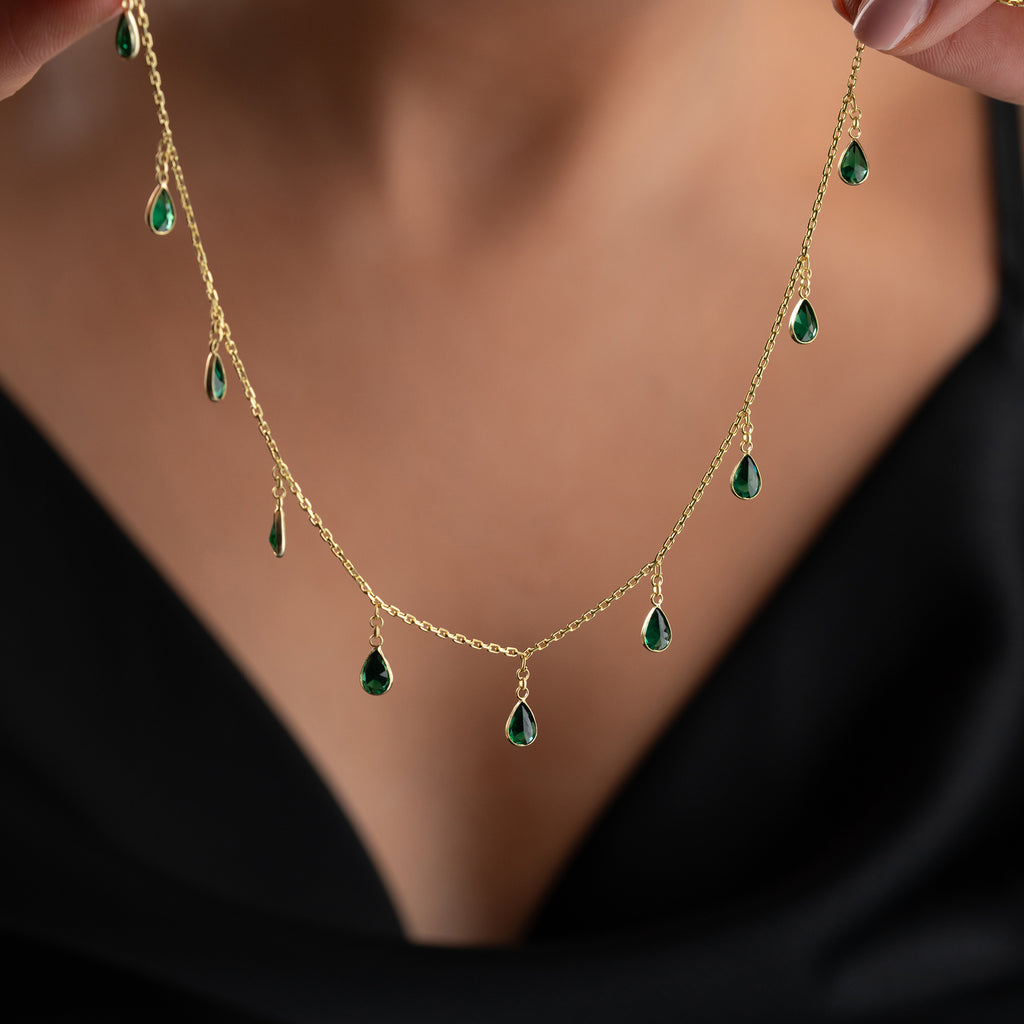 EMERALD DROP HALSBAND | 925 SILVER