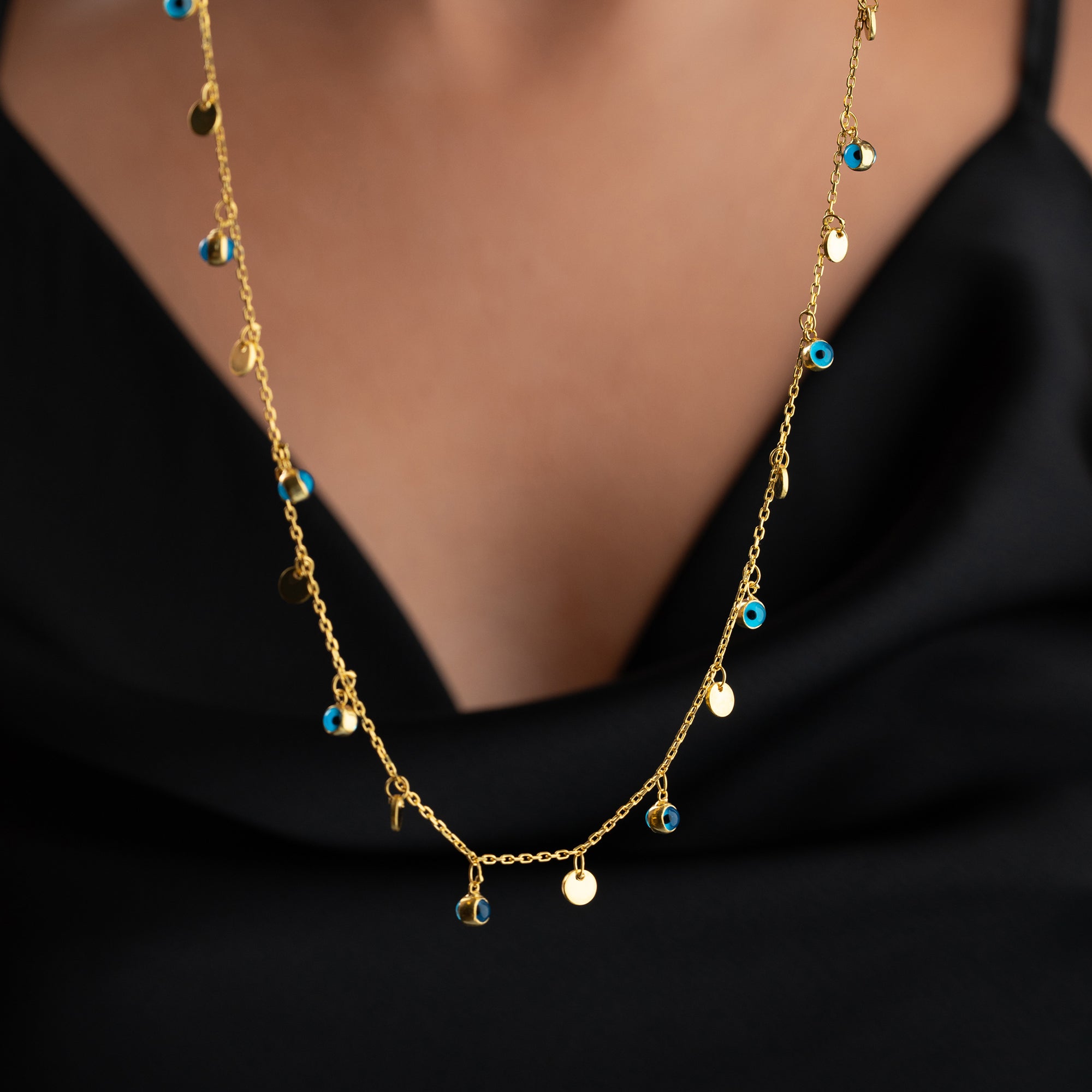 HALSBAND MED NAZAR OCH PLATTA | 925 SILVER