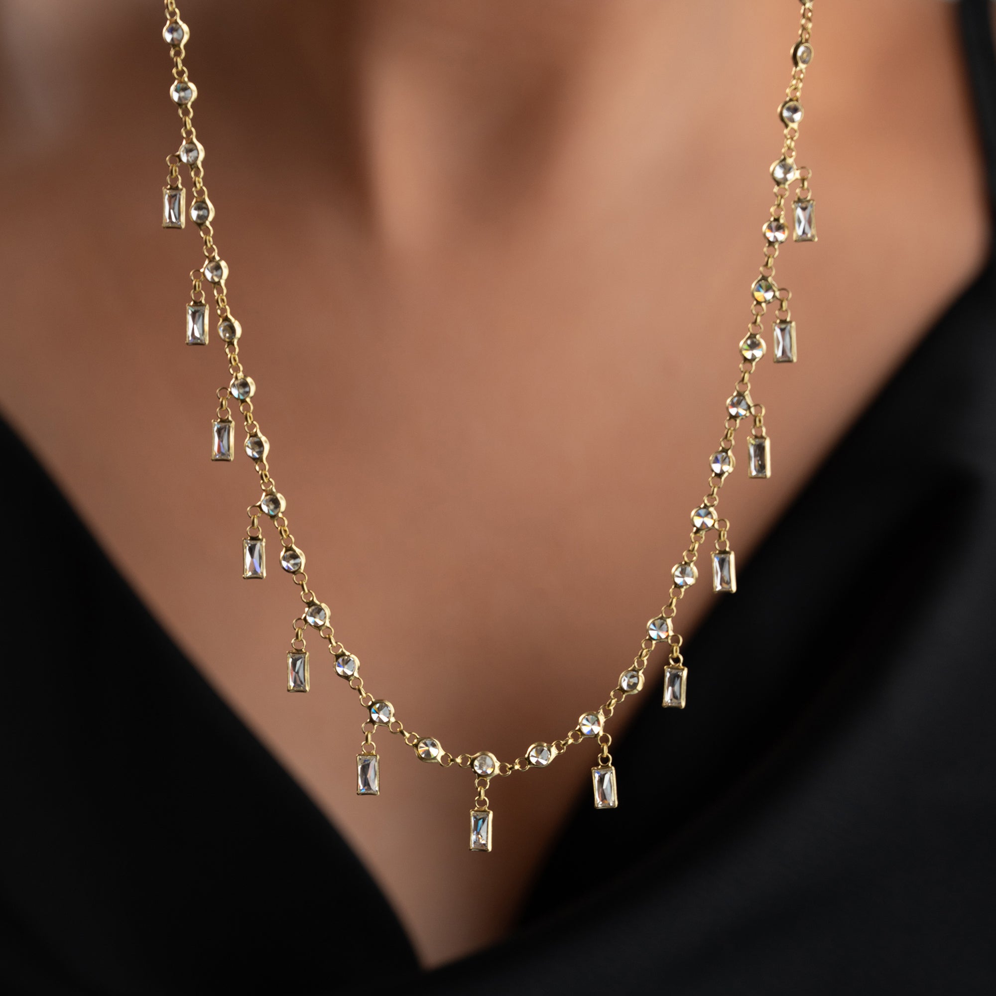 HALSBAND MED BAGUETTZIRKONER | 925 SILVER
