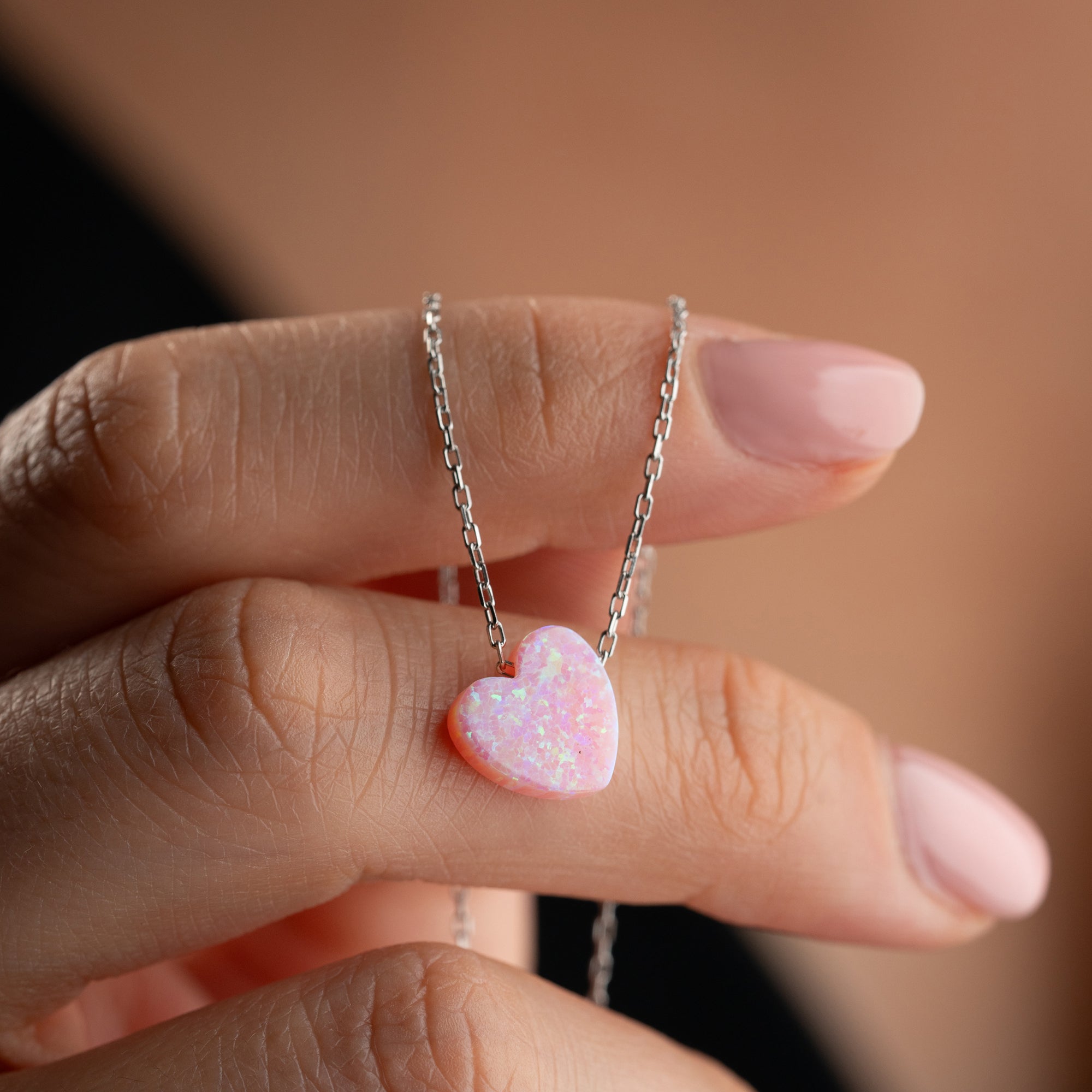 HALSBAND MED ROSA OPALHJÄRTA | 925 SILVER
