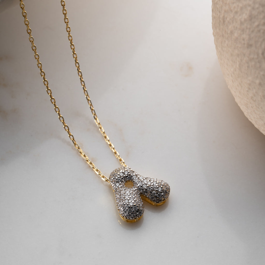 BUBBELKRAFT MED ZIRKONIA BOKSTAVSKRAG | 925 SILVER