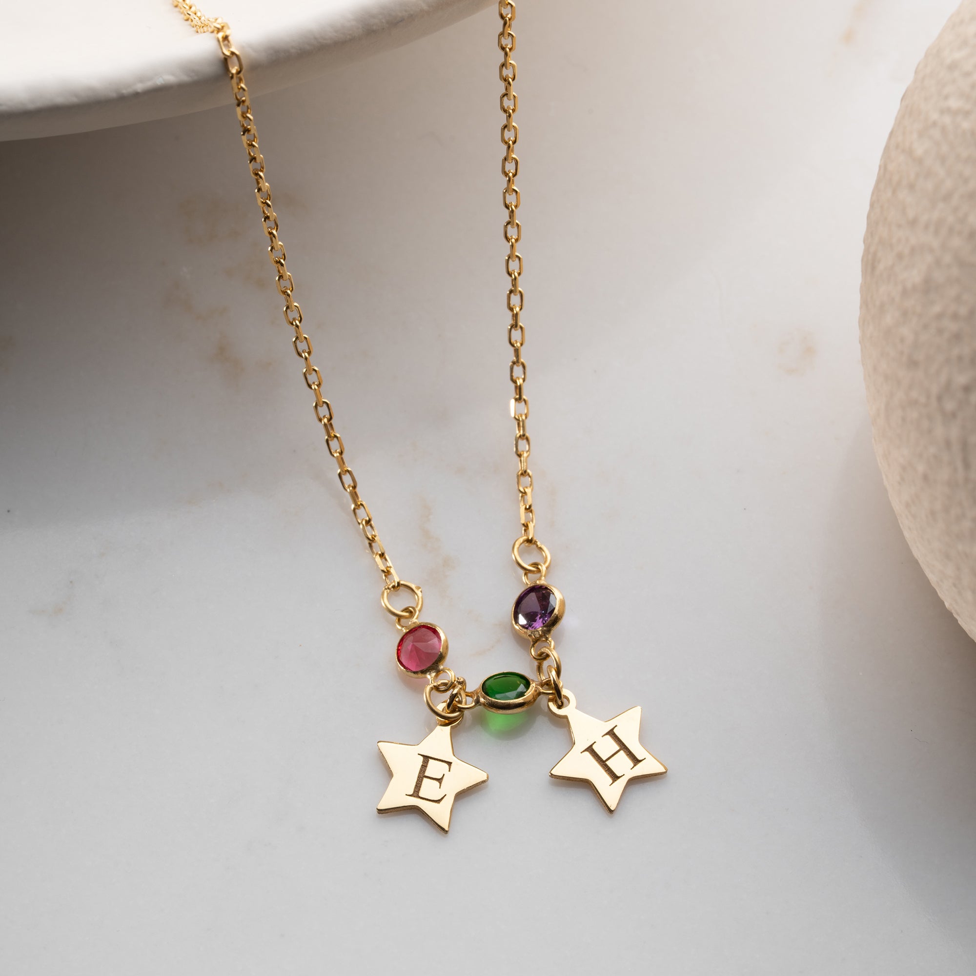 DUO STAR FÖDELSESTEN KRAGE | 925 SILVER