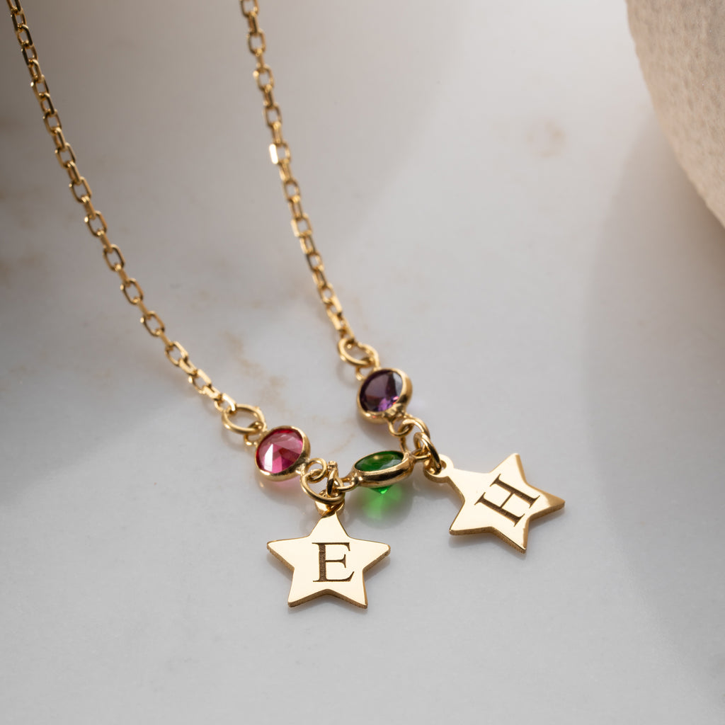 DUO STAR FÖDELSESTEN KRAGE | 925 SILVER