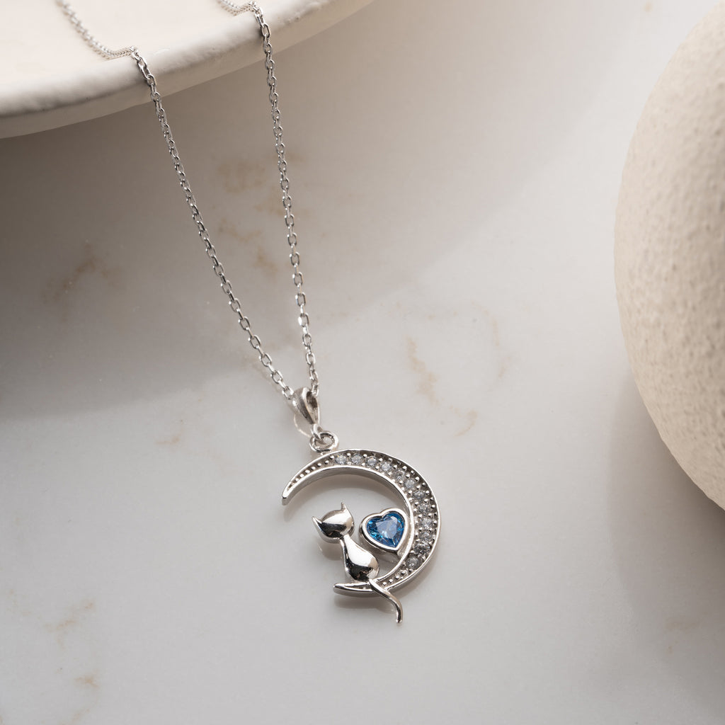 KATT MÅN HALSBAND | 925 SILVER